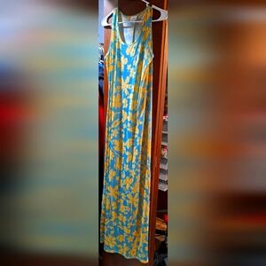 Lularoe Mint and Yellow Floral Maxi Dress-LG